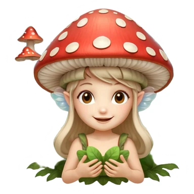 mushroom fairy portrait, head and shoulders only, wearing a large mushroom cap hat, tiny glowing wings visible behind shoulders, cute magical smile, forest fantasy vibe, 3D cartoon, mobile game icon style, clean background, no text, no watermark

 sticker