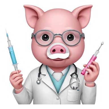 Pig doctor with mask and syringe.














 sticker