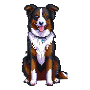 border collie dog, pixel art style sticker