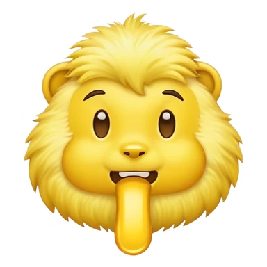 Yellow emoji with a yellow bone in his mouth sticker