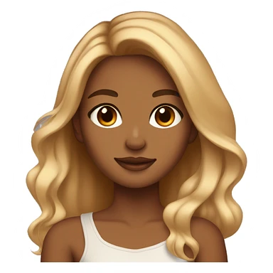 Tan girl with blonde balayage and brown eyes holding an orange cat sticker
