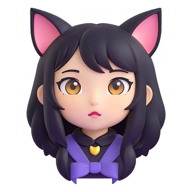 chibi anime catgirl face, playful sticker