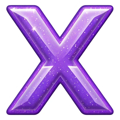 glitter purple letter X sticker