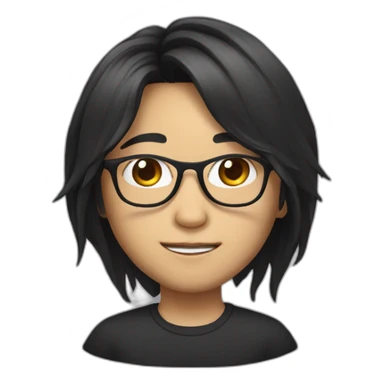 Chinese with glasses and black long hair sticker