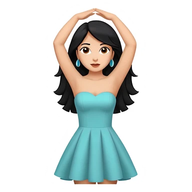 Black hair Latina girl back looking away dress strapless arms up sticker