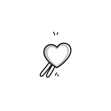 heart-shaped paper clip, hand-drawn doodle style sticker