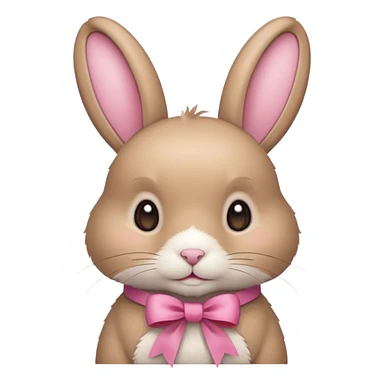 a beige rabbit with a pink ribbon on its neck sticker