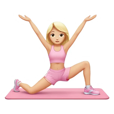 angelic blonde girl stretching in light pink gym sticker