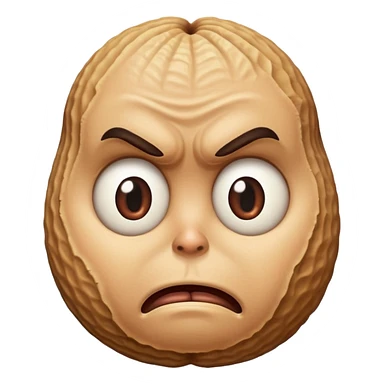 Peanut that has an angry face sticker