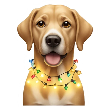 Dog wrapped in Christmas lights sticker
