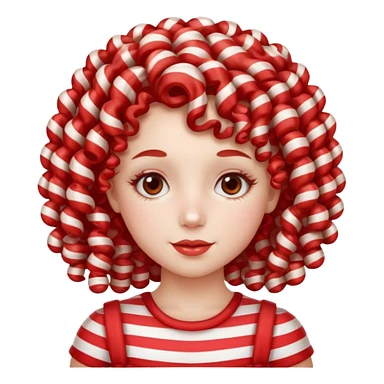 girl with curly hair made out of peppermint candy sticker