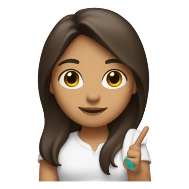 brunette holding up peace sign  sticker