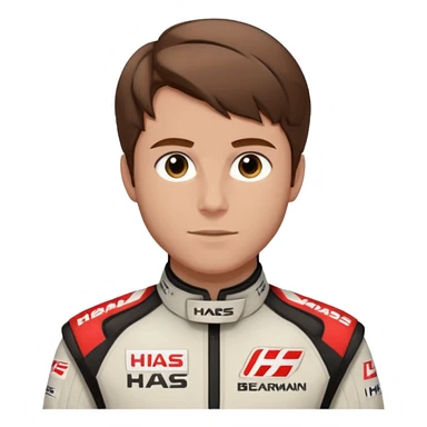 The Formula 1 Driver Oliver Bearman (brown to the front styled hair)in Haas F1 Suit sticker