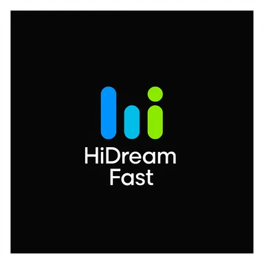 create high dream logo like this with text "HIDream Fast", black background  sticker