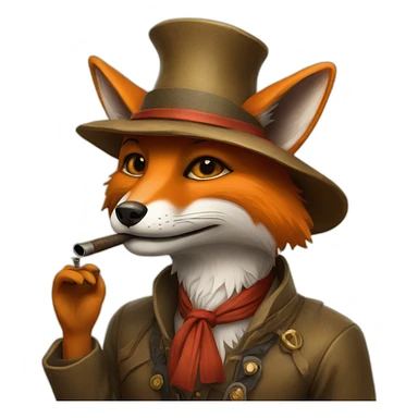 Kettari fox chiffa with hat smoking pipe sticker