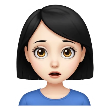 young woman emoji, surprised, black hair sticker