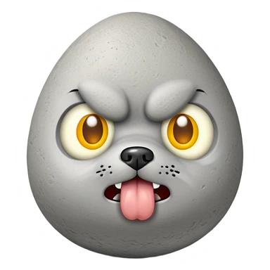 Angry pebble that looks like dog with egg on top sticker