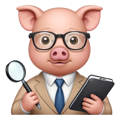 Деловой кабанчик решает вопросики по тестированию sticker