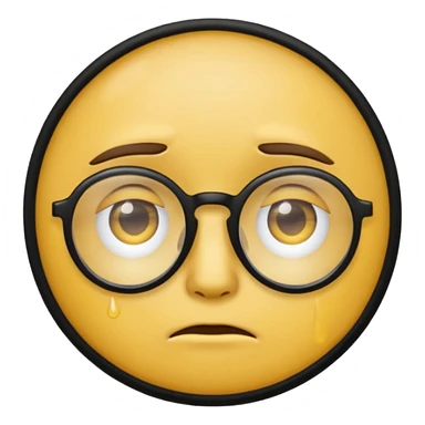 Make a sad emoji + glasses emoji sticker