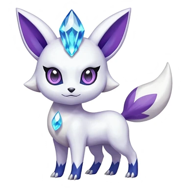 Shiny White with Violet and Indigo markings and crystals Meloetta-Absol-Minccino-Zangoose-Pokémon-Fakémon-fusion-hybrid-creature sticker