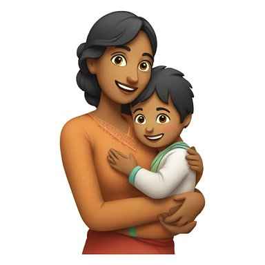 an indian mom with a kid sticker