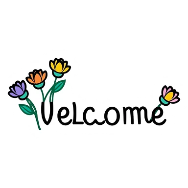 welcome banner with flowers sticker