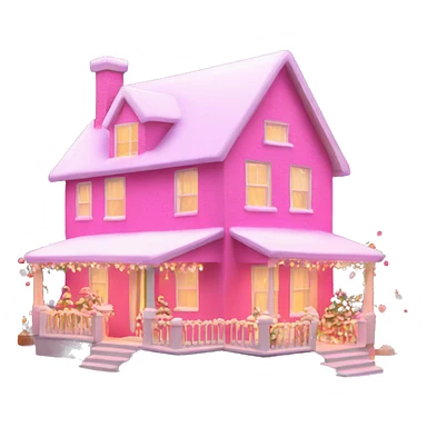 pink house with christmas lights sticker