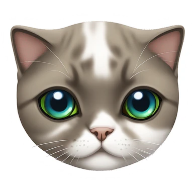 Two Scottish fold cats one brown with green eyes and one white cat with blue eye  sticker