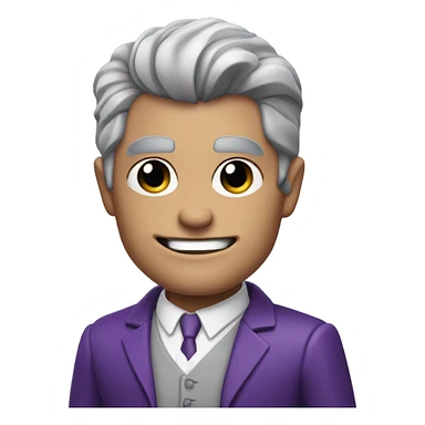 fully  body character, two-face, harvey dent, batman villian, right side of face purple, grey hair sticker