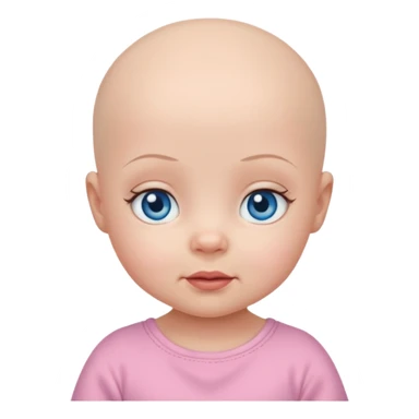 bald baby girl with blue eyes, cute and simple sticker