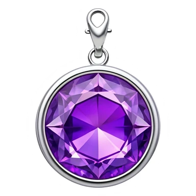 extra close-up round cut purple sugilite holographic gem with silver metal frame charm, no gemstone accents sticker