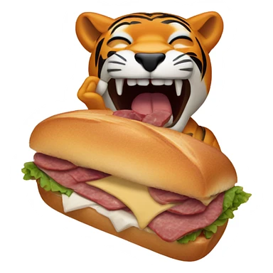 Tiger eating a pastrami sandwich  sticker