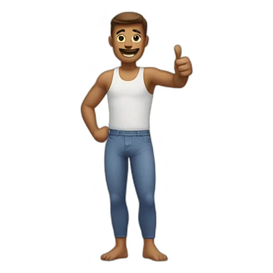 Man wearing boxer briefs having thumbs up sticker