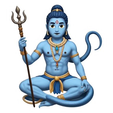 Mahadev real god  shiv not like cartoon  blue body and trishul and and had damru and nack around sanke  sticker