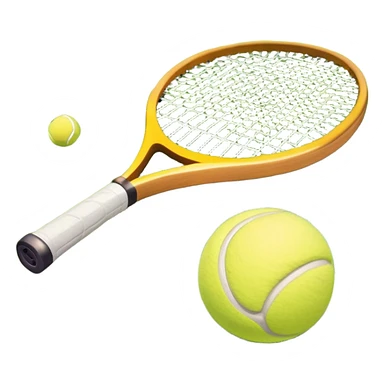 A tennis racket and ball placed on the grass court, with the lines of the court clearly visible in the background. The scene captures the essence of the sport, highlighting the equipment and the vibrant, open atmosphere of a tennis match sticker