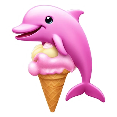 pink sparkly dolphin eating pink ice cream  sticker