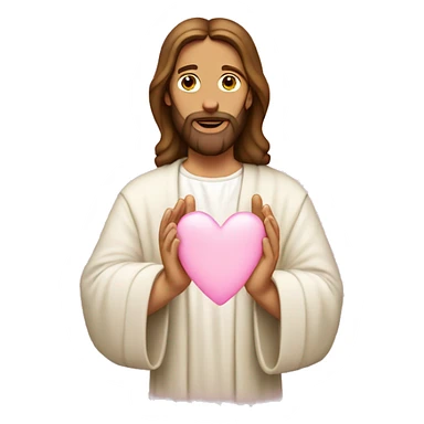 Jesus making light pink heart with hands sticker