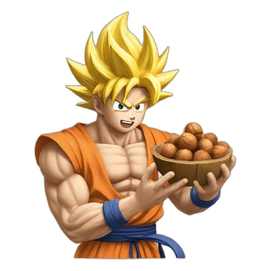 goku holding nuts sticker