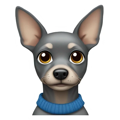 gray toy terrier in a blue sweater sticker