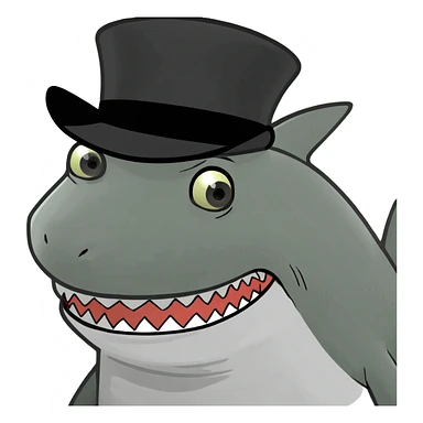 Shark with a top hat sticker