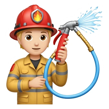 A hand holding a water hose and extinguishing the fire, no man sticker