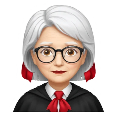 An older woman with glasses and white hair, in a red tie and black cape (might resemble Professor McGonagall). sticker