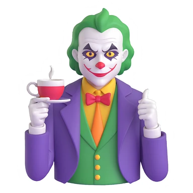 joker holding tea cup sticker