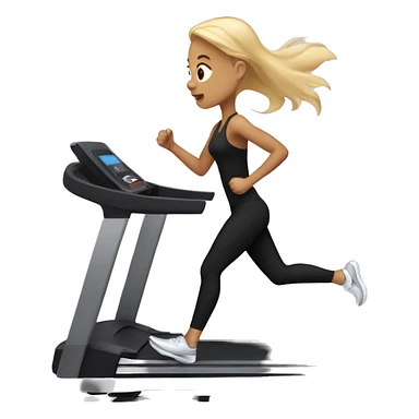 Girl with blonde hair running on a treadmill, she is wearing all black sticker