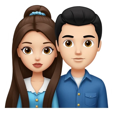 a pretty fair bratz girl with long brown hair and handsome white man with black hair sticker