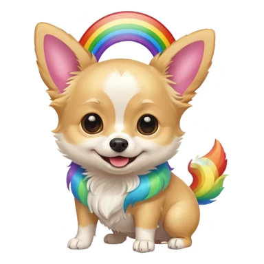 White long hair chihuahua with a rainbow  sticker