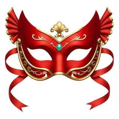 red mask with ribbons sticker