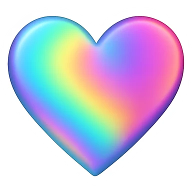 heart with a rainbow holographic effect, clean digital illustration sticker