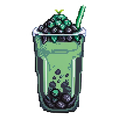 green bubble tea cup with black tapioca pearls sticker