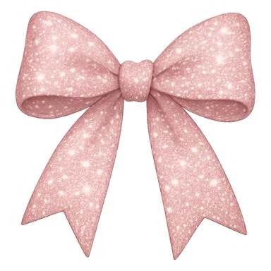girly sparkling hair ribbon, pink color, no background, shiny and cute sticker